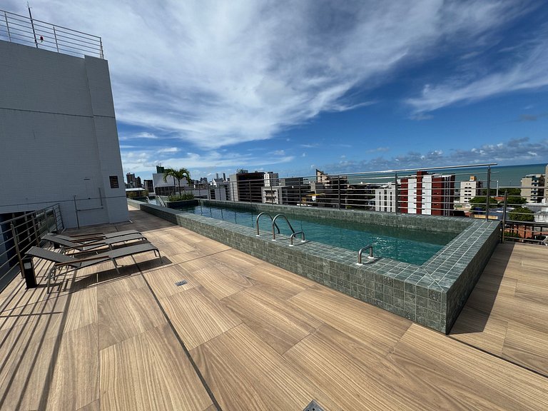 Apto com quarto e sala super varanda e vista AH705