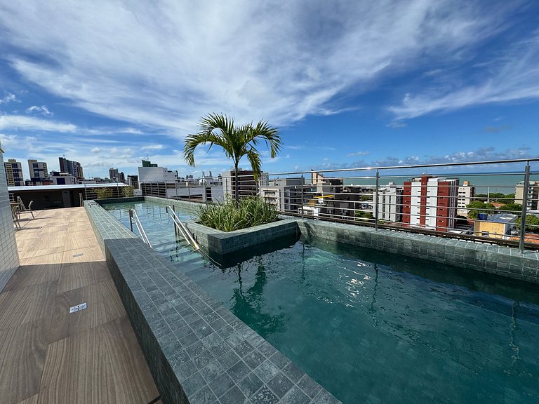 Apto com quarto e sala super varanda e vista AH705