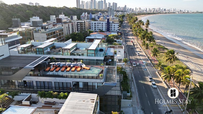 Flat beira-mar Cabo Branco com rooftop AH212
