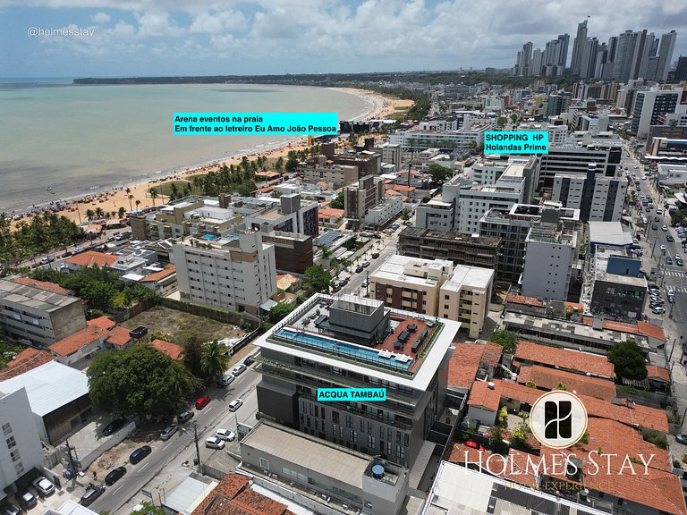 Flat de luxo com vista privilegiada pro mar no Acqua Tambau