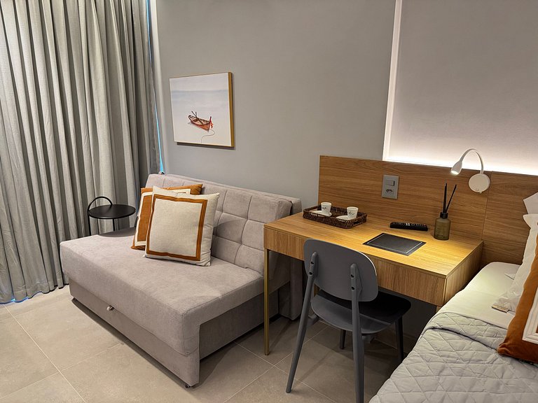 Flat de luxo com varanda no Acqua Tambau AQ4X7