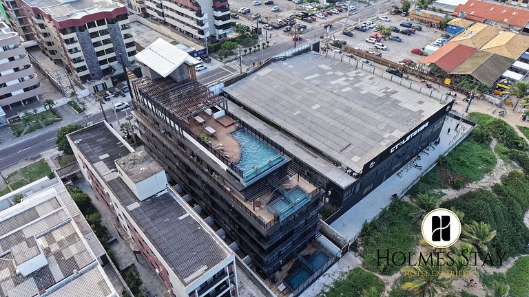 Flat beira-mar pé na areia com varanda AH 410