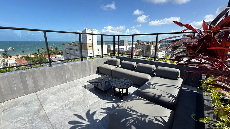 Flat de luxo com vista privilegiada pro mar no Acqua Tambau