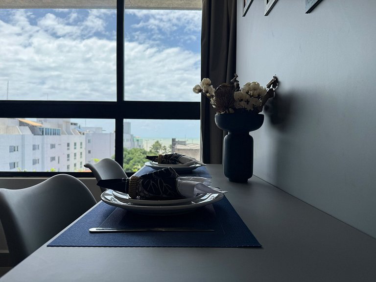 Flat de luxo com vista privilegiada pro mar no Acqua Tambau